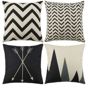 Black and White Geometric Throw Pillows Set
